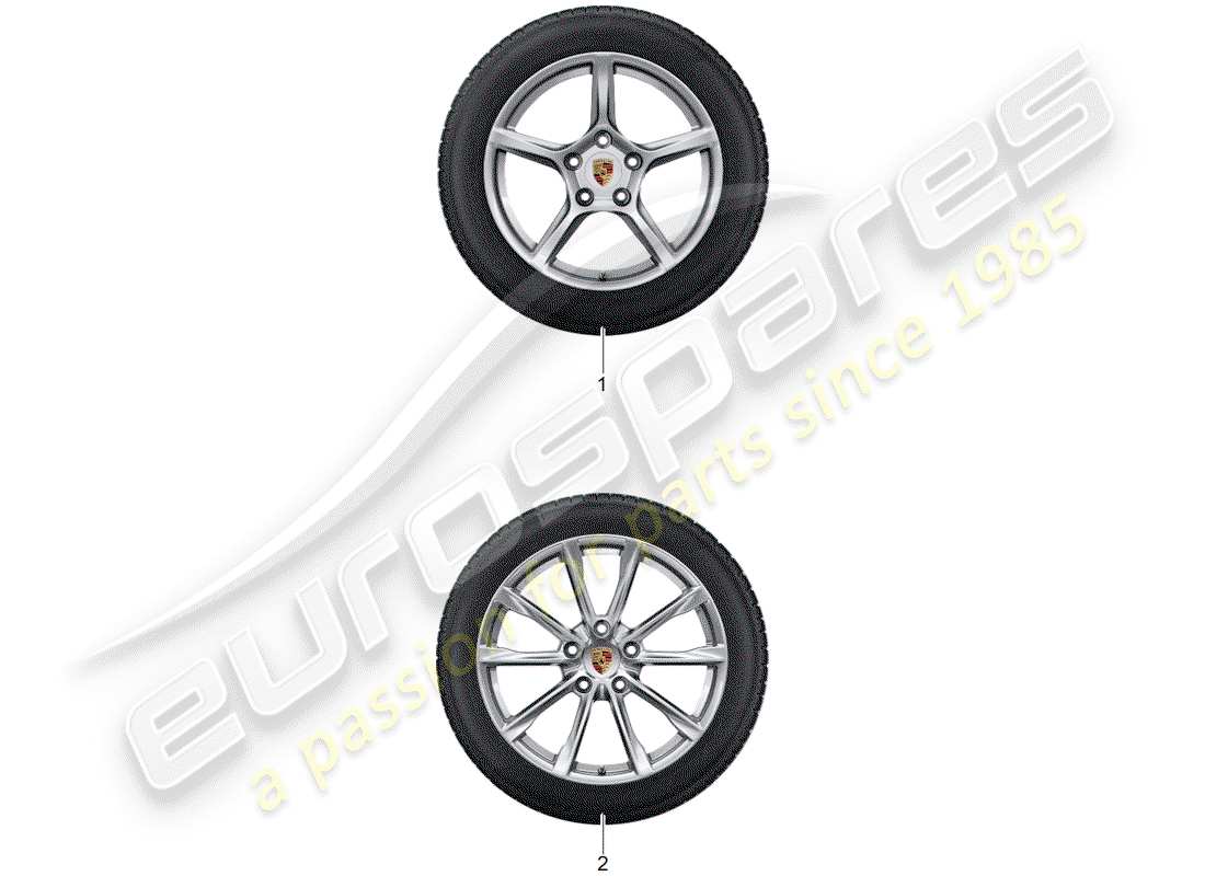 porsche 2020 (tequipment 98x/99x) 1 set aluminium rims with parts diagram