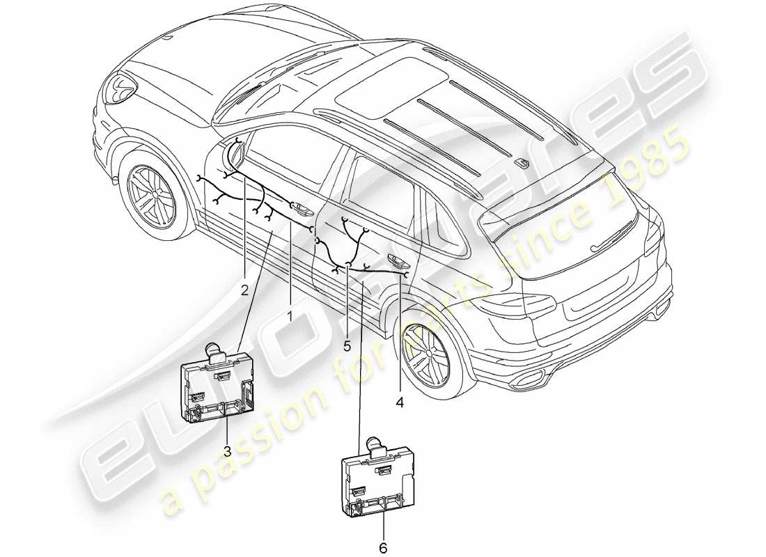 porsche 2014 (cayenne e2 92a) wiring looms control units doors d - mj 2015>> part diagram