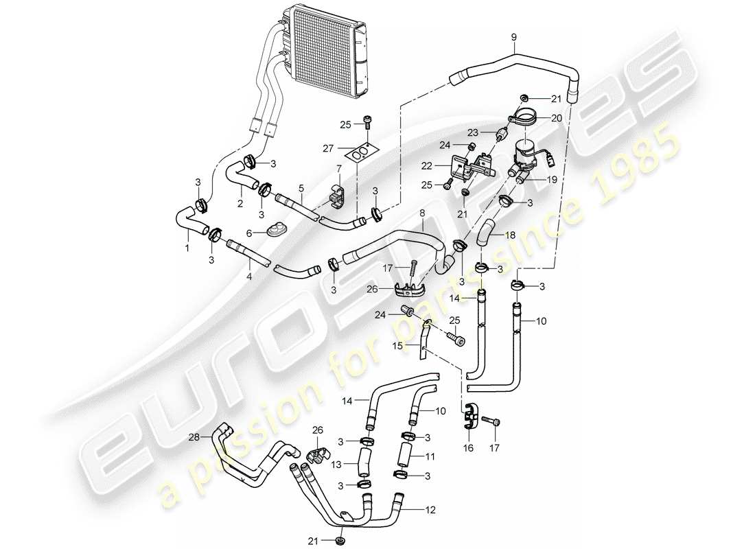 porsche 2006 (cayenne e1 9pa) heater supply pipe return line to use before: f 9p-6la01 563>>f 9p-6la41 357>>f 9p-6la80 631>> part diagram
