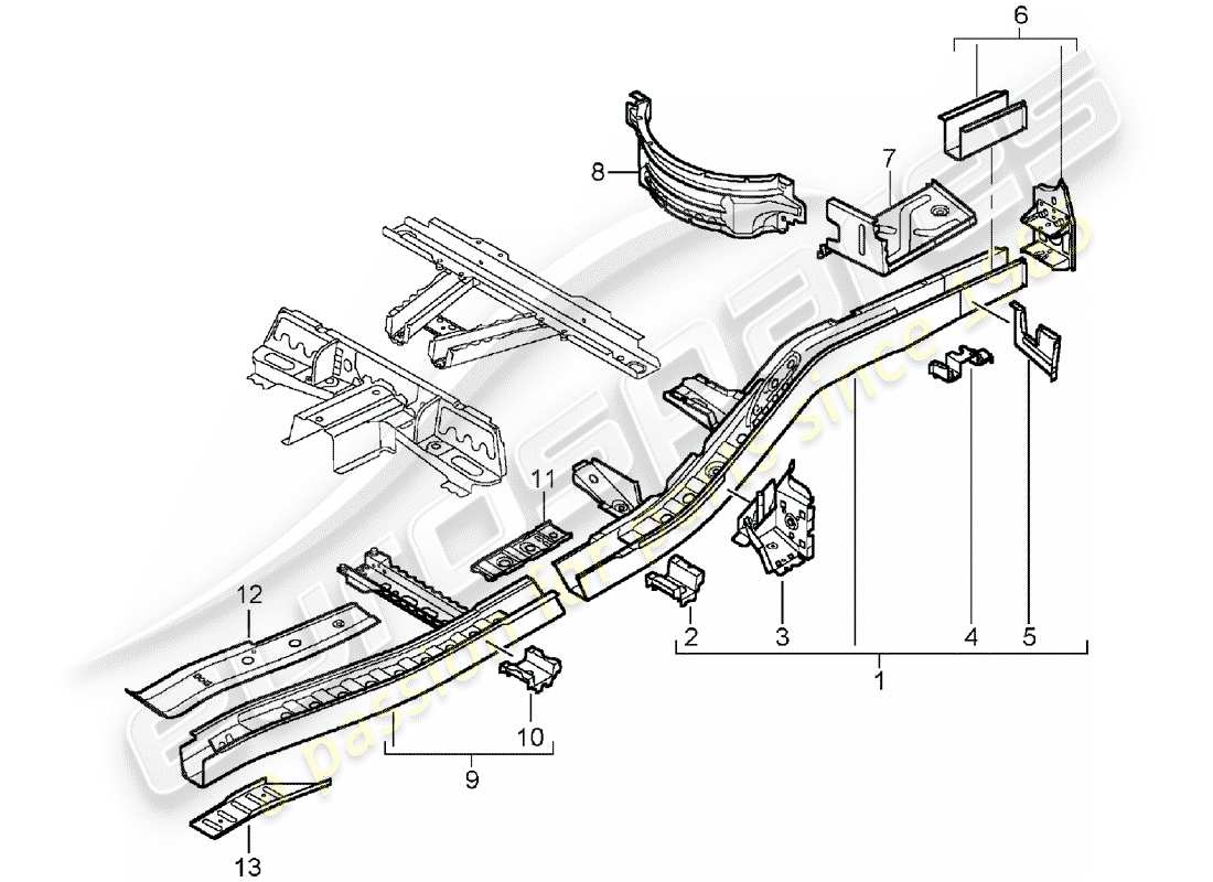 porsche 2004 (cayenne e1 9pa) frame parts diagram