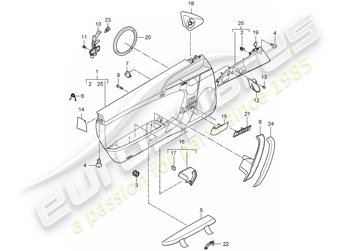 porsche 2012 (997-2) door panel parts diagram