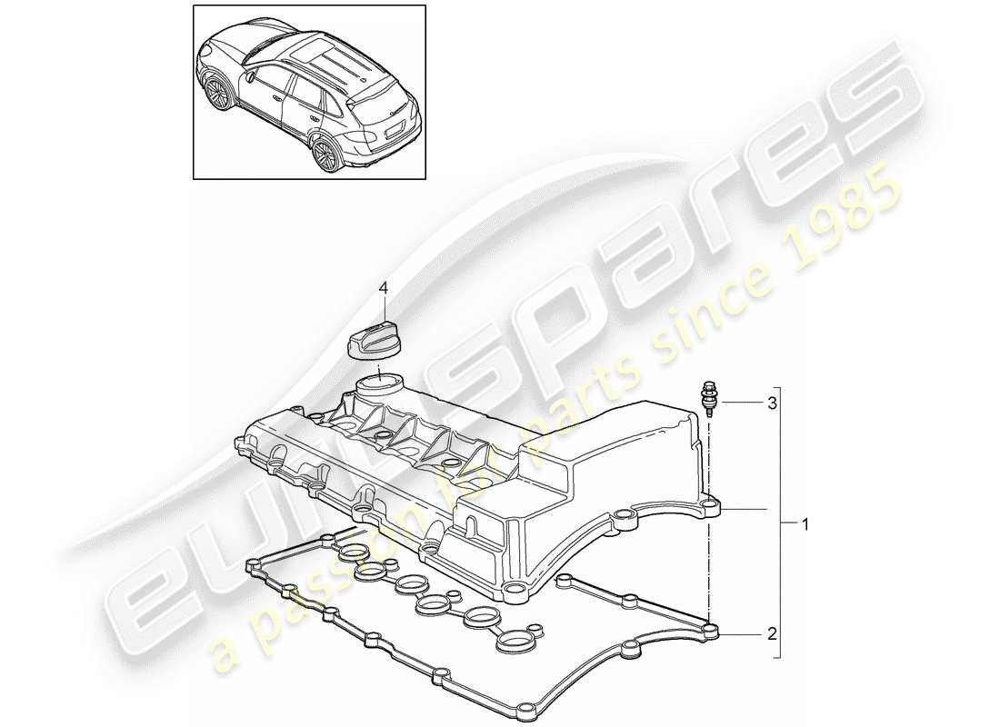 porsche 2016 (cayenne e2 92a) valve cover part diagram