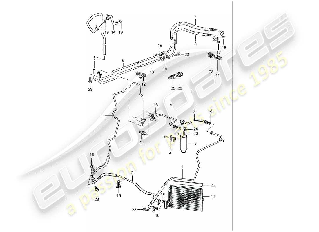 porsche 2001 (986 boxster) refrigerant circuit parts diagram