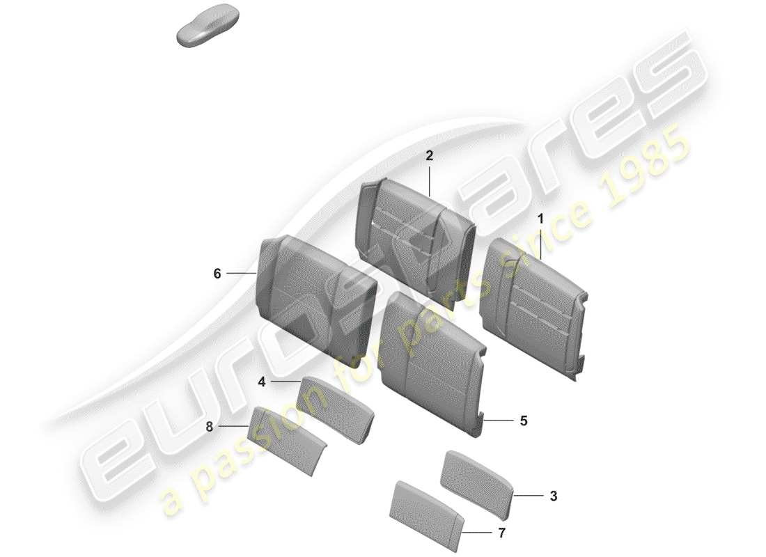 porsche 2020 (992-1) foam part backrest cover (leatherette) lumbar support parts diagram