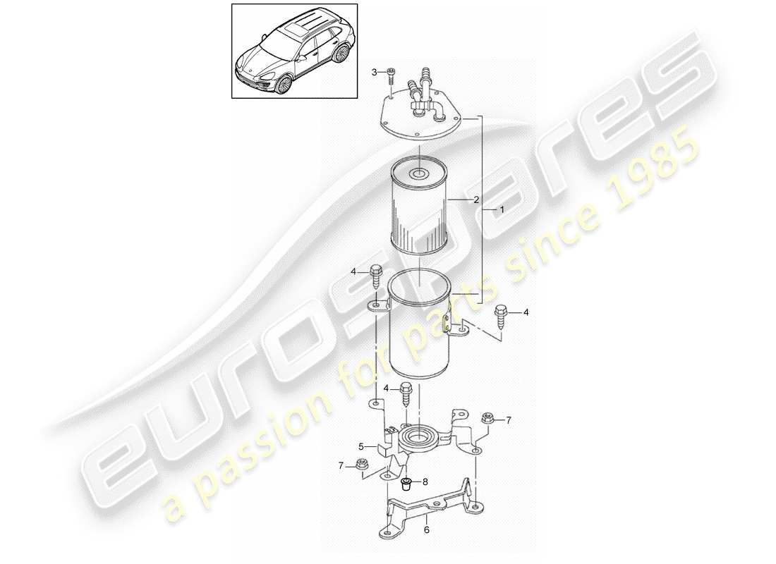 porsche 2018 (cayenne e2 92a) fuel system fuel line fuel filter part diagram