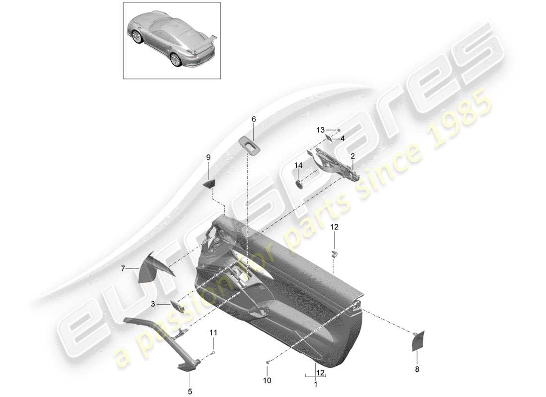 porsche 2016 (991-1 r/gt3/rs) door panel gt3 ii rs accessories >mj 2019 part diagram