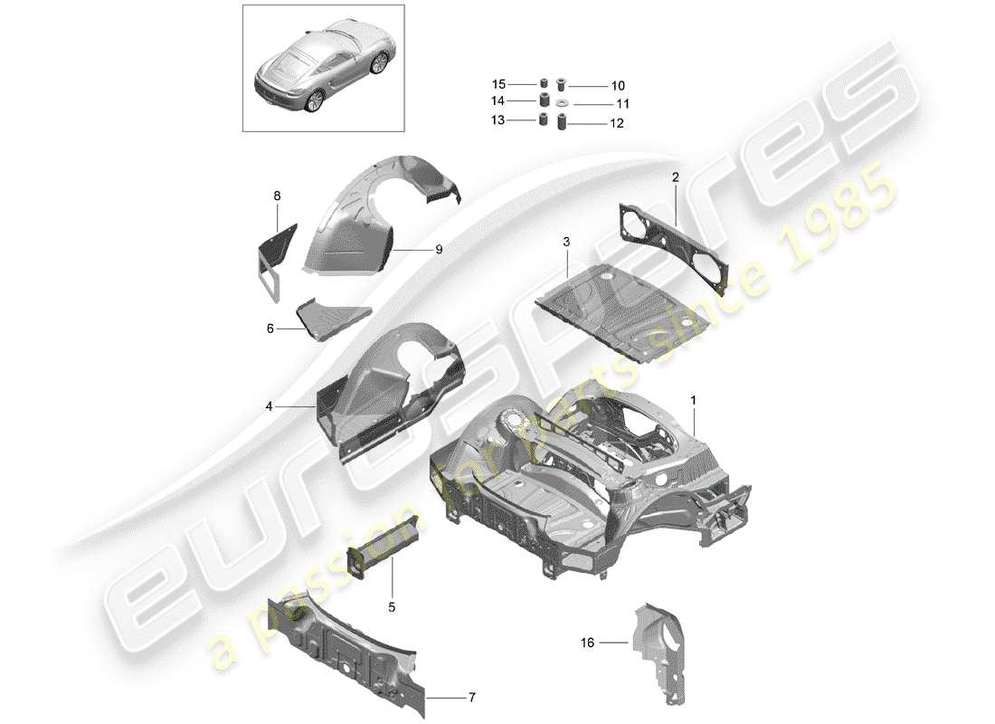 porsche 2015 (981 cayman) rear end part diagram