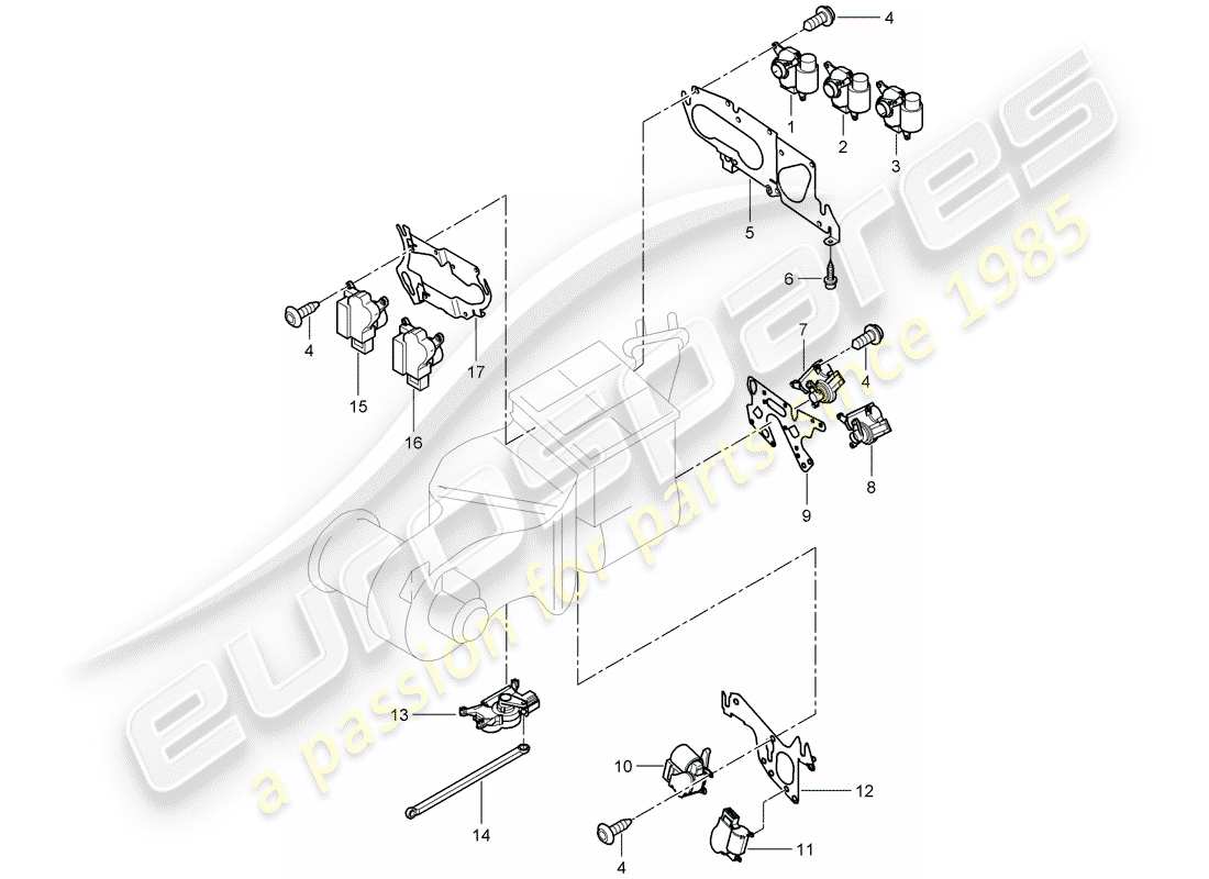 porsche 2008 (cayenne e1 9pa) servomotor front air conditioning rhd part diagram