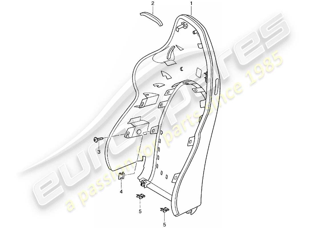 porsche 2004 (986 boxster) backrest shell sports seat parts diagram