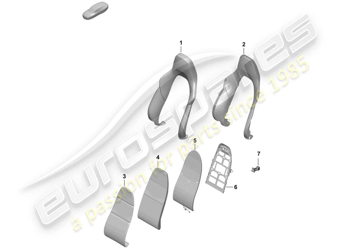 porsche 2020 (718 boxster spyder) foam part backrest cover sports seat plus parts diagram