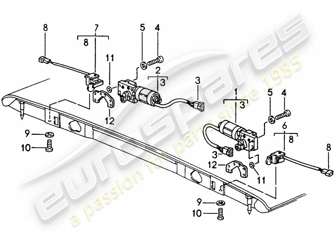 porsche 1996 (993) convertible top - catch part diagram