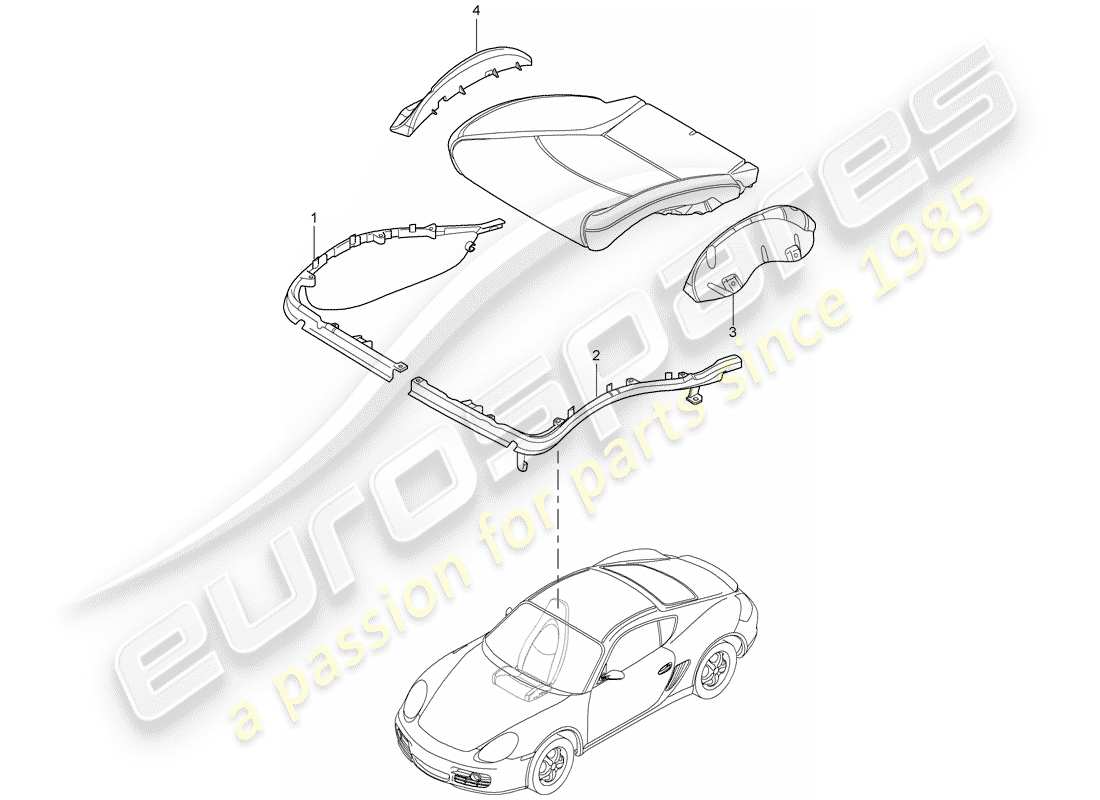 porsche 2009 (987 cayman) frame seat cushion sports seat part diagram