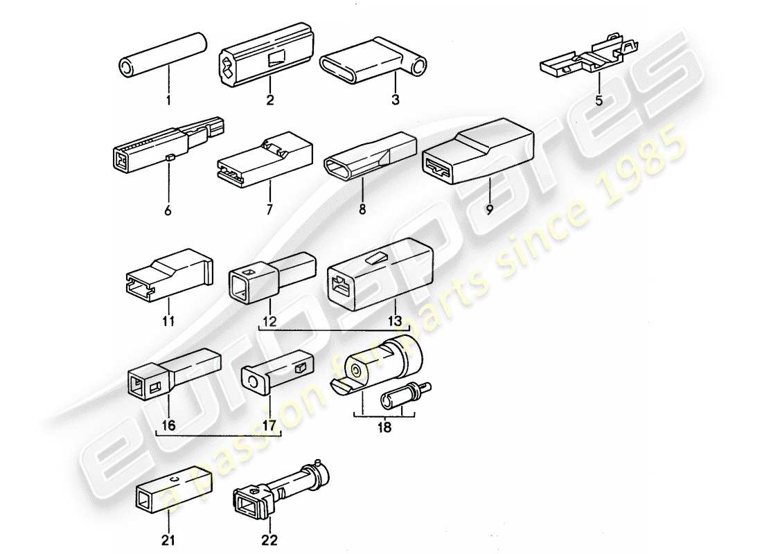 porsche 1992 (968) butt connector - connector housing - single pole part diagram
