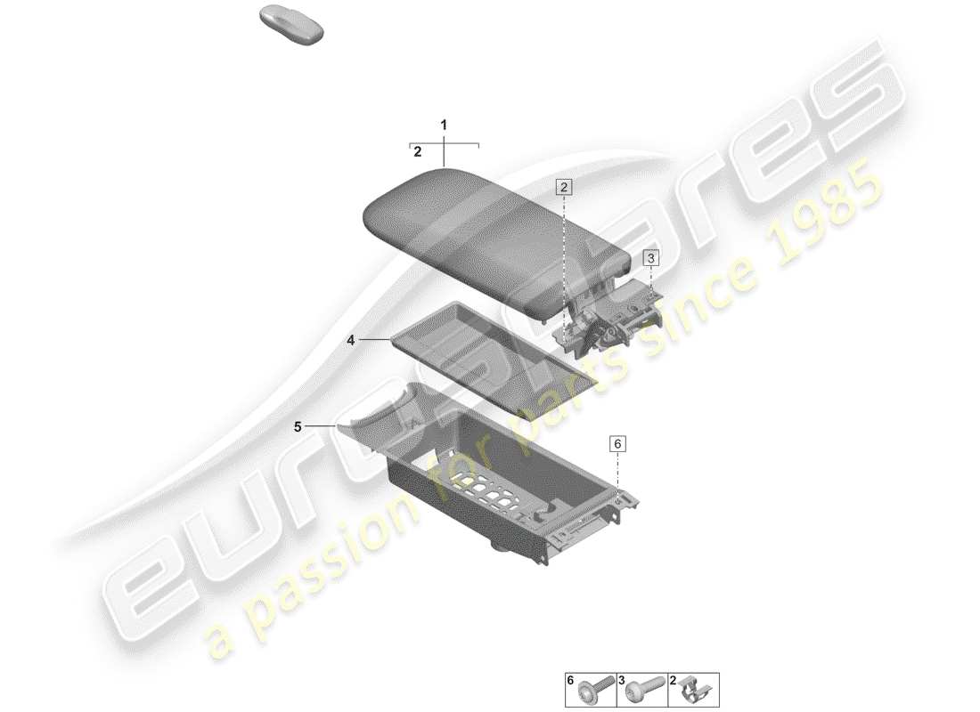 porsche 2020 (992-1) centre console accessories parts diagram