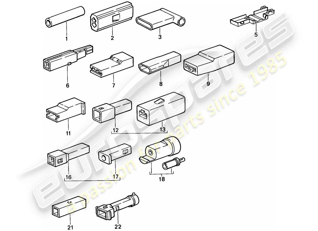 porsche 1987 (944) butt connector - connector housing - single pole parts diagram