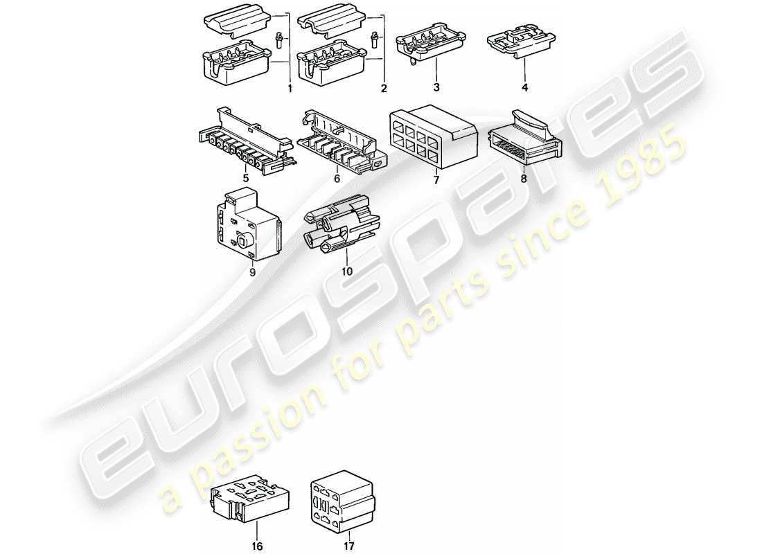 porsche 1987 (924s) connector housing - 8-pole - 9-pole part diagram