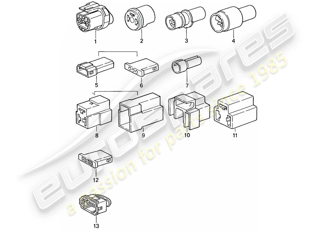 porsche 1989 (944) connector housing - 3-pole parts diagram