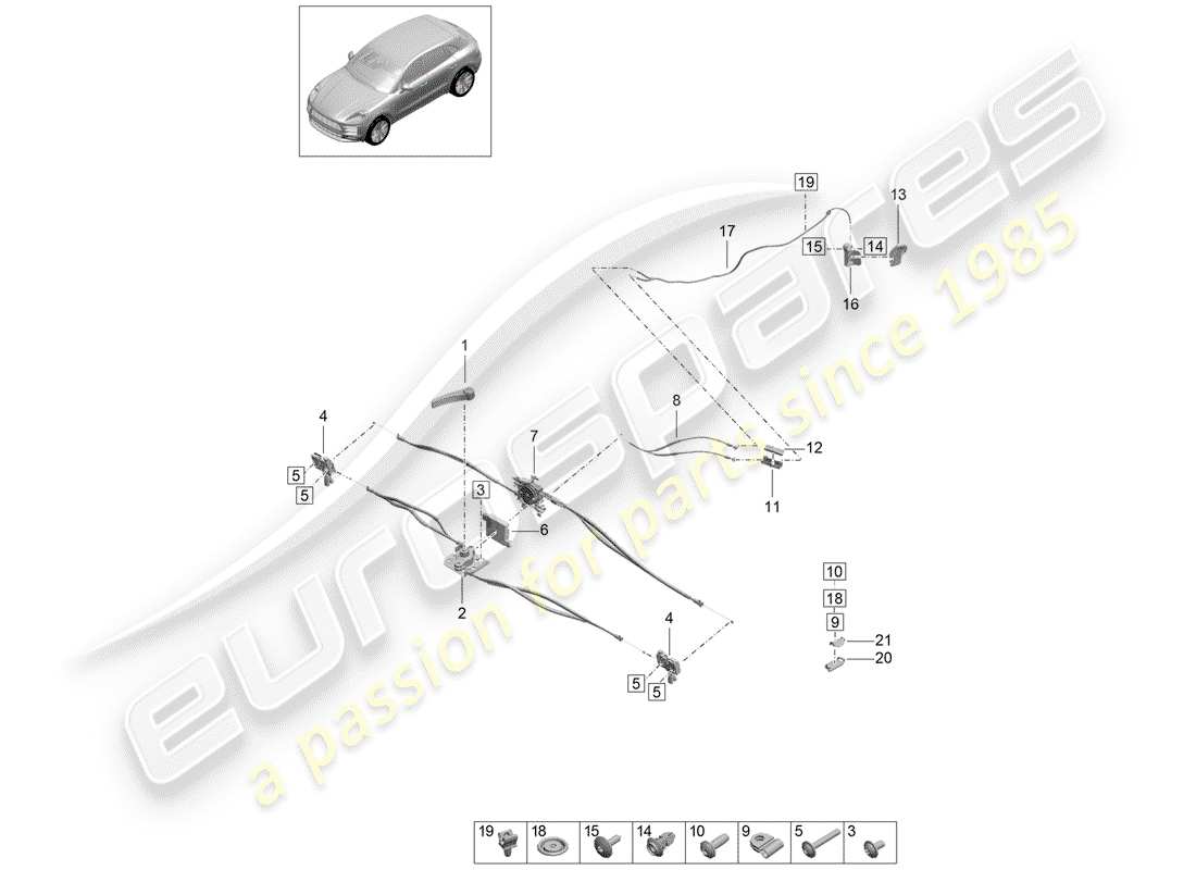 porsche 2020 (macan) cover front lock parts diagram