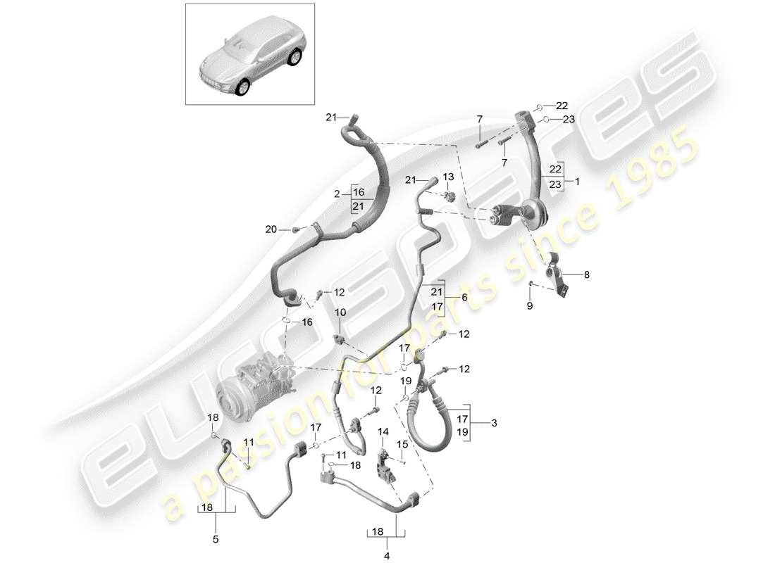 porsche 2014 (macan) refrigerant circuit r1234yf d - mj 2017>> parts diagram