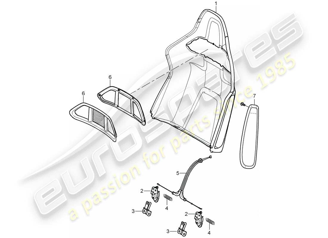 porsche 2009 (997-2 gt3) backrest shell parts diagram