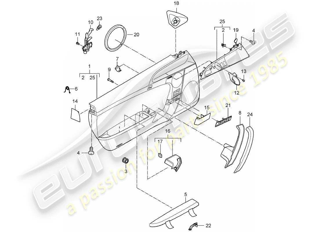 porsche 2009 (997-2) door panel parts diagram