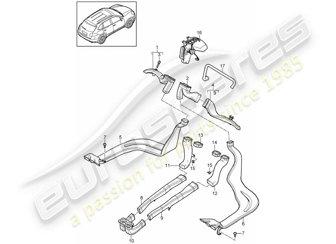 porsche 2015 (cayenne e2 92a) air guide part diagram