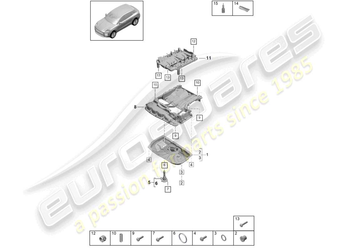 porsche 2019 (macan) oil-conducting housing oil sump part diagram