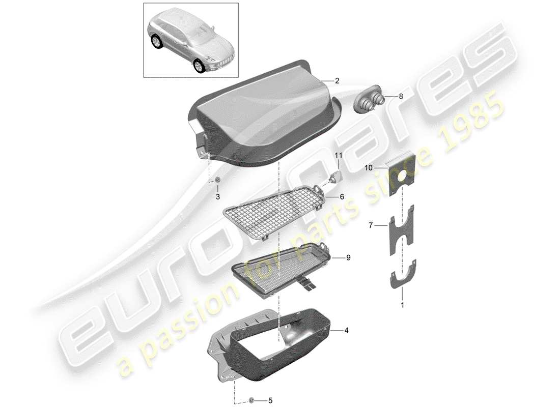 porsche 2017 (macan) water box part diagram