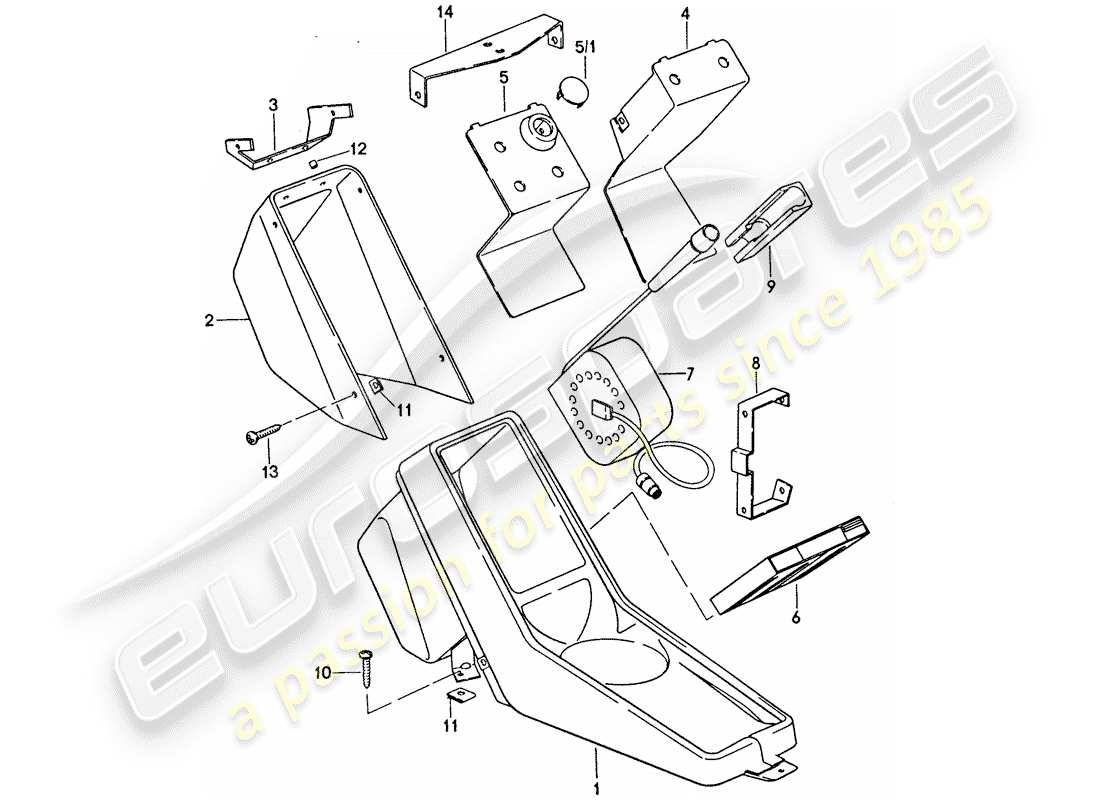 porsche 1974 (911) center console part diagram