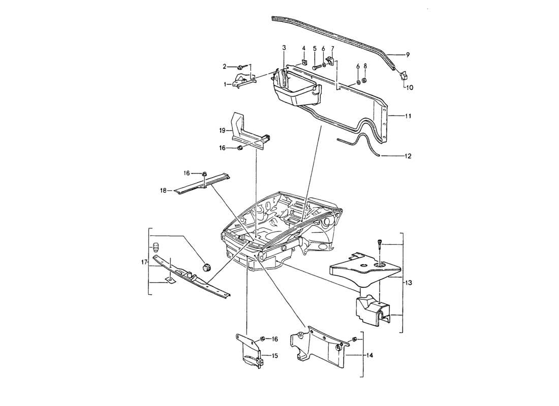 porsche 1994 (964) cover - front end parts diagram