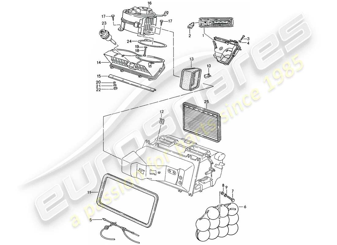 porsche 1995 (928) automatic air conditioner - control switch - lines - air duct parts diagram