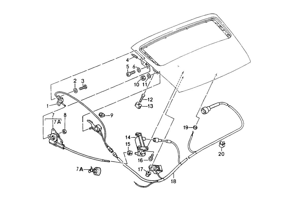 porsche 1994 (964) rear spoiler - driving mechanism parts diagram