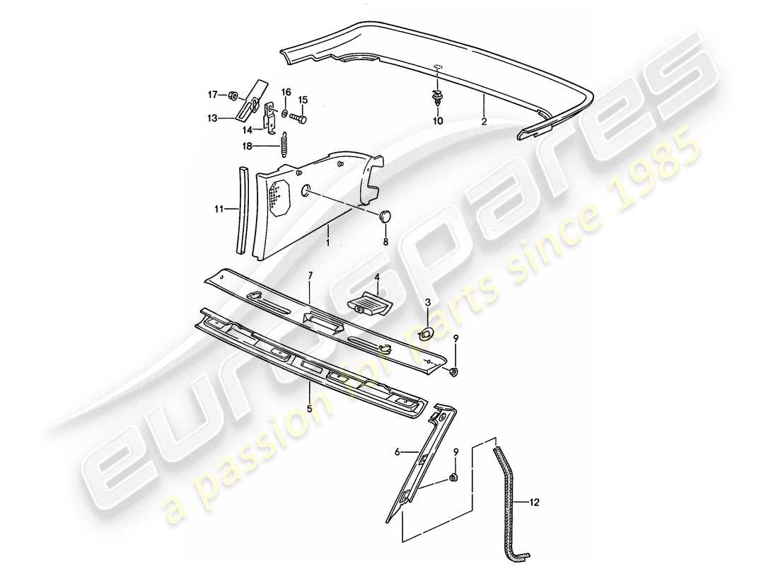 porsche 1990 (944) trims part diagram