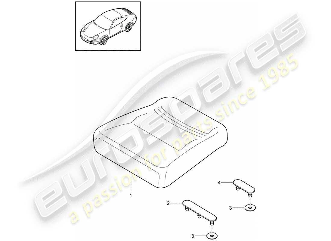 porsche 2011 (997-2) back seat cushion parts diagram