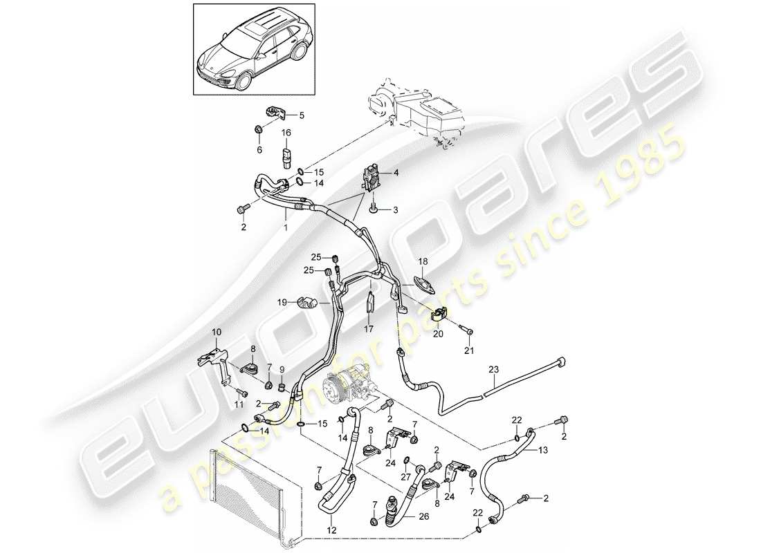 porsche 2015 (cayenne e2 92a) refrigerant circuit front with: refrigerant circuit rear d >>- mj 2016 part diagram