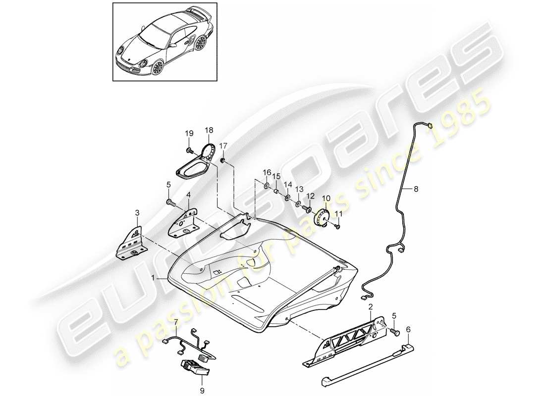 porsche 2013 (997-2 turbo / gt2 rs) seat parts diagram