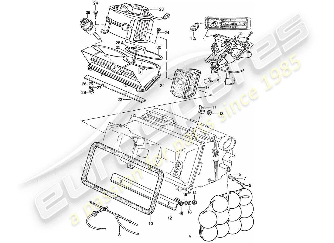 porsche 1984 (928) control switch - fan - blower housing parts diagram