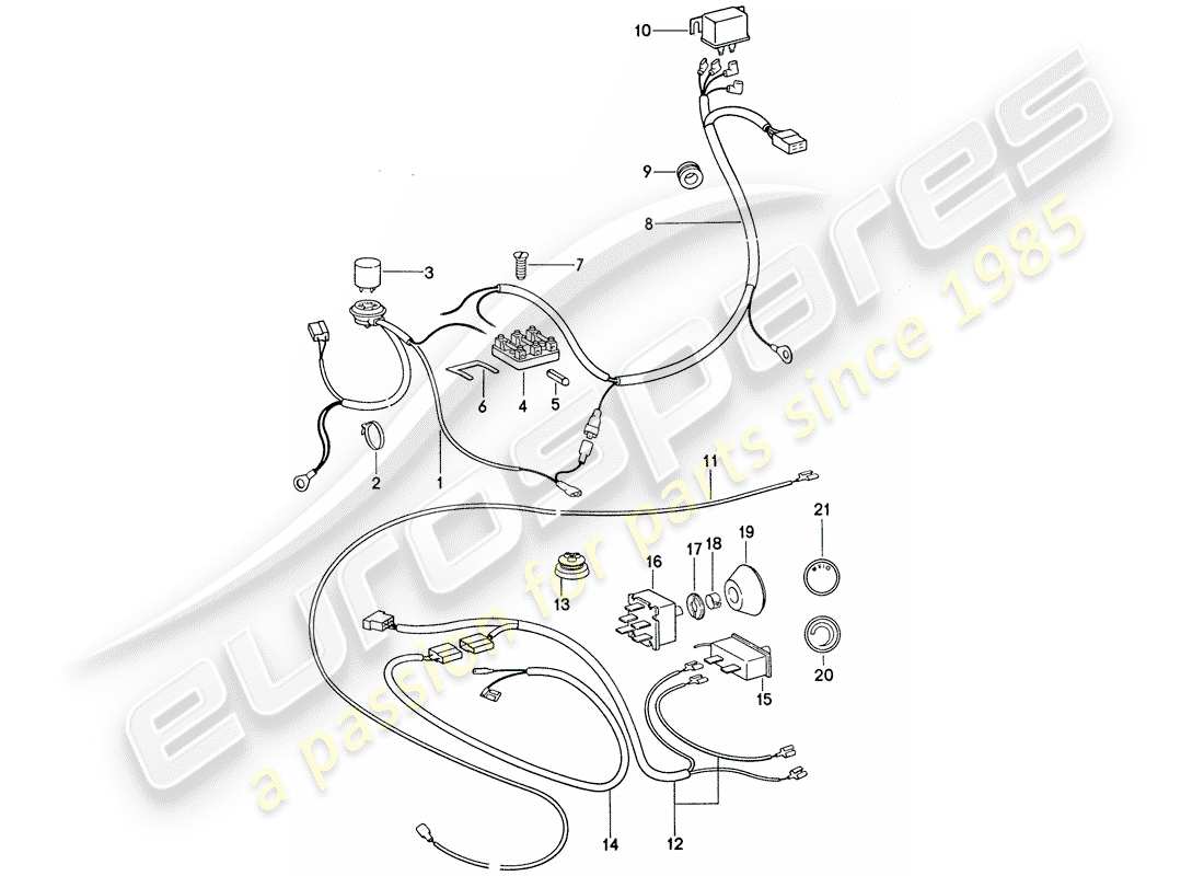 porsche 911 (1975) air conditioner - electrical components part diagram