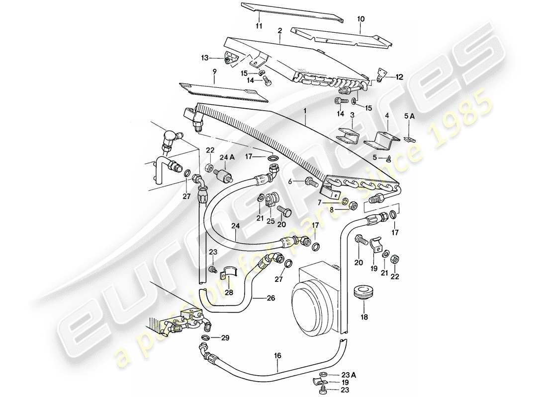 porsche 1984 (911) capacitor - refrigerant line - accessories and others part diagram