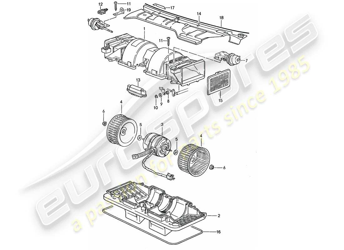 porsche 1989 (944) fan parts diagram