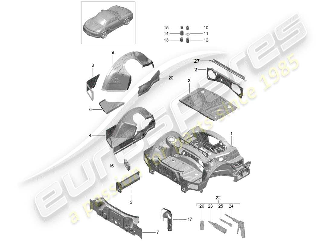 porsche 2012 (981 boxster) rear end parts diagram