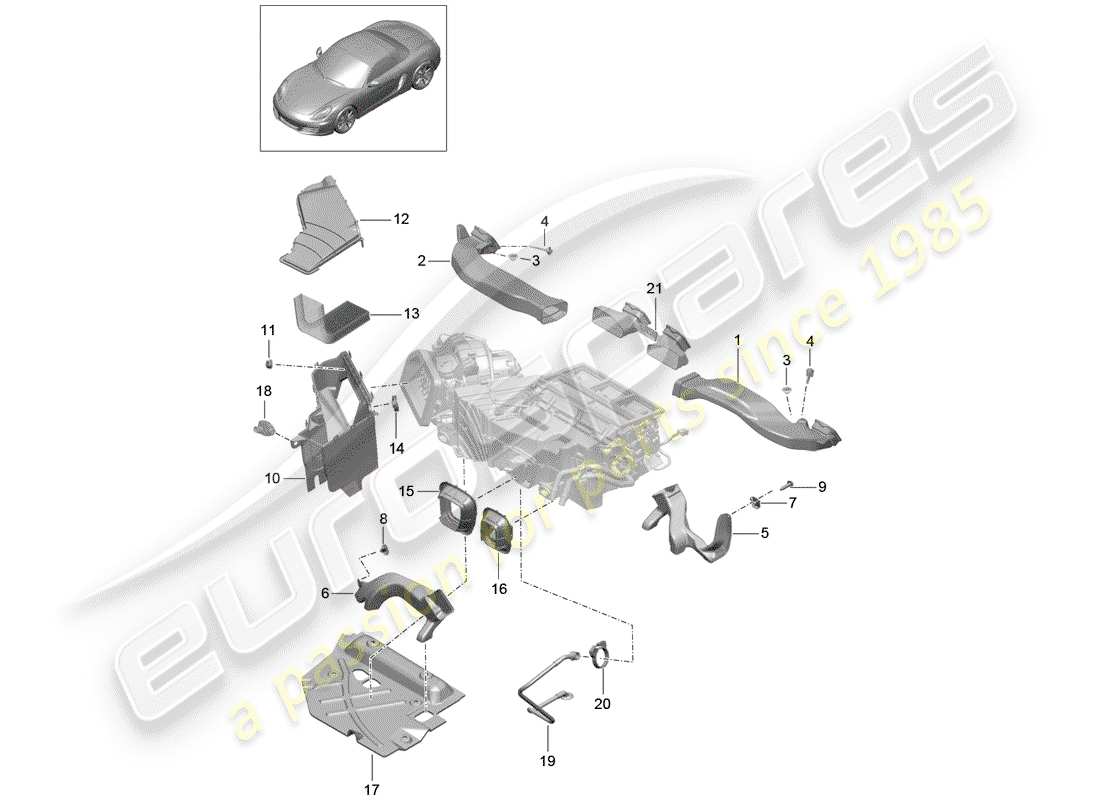 porsche 2012 (981 boxster) air guide parts diagram