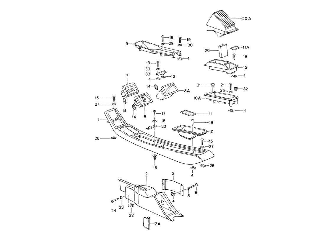 porsche 1994 (964) center console parts diagram