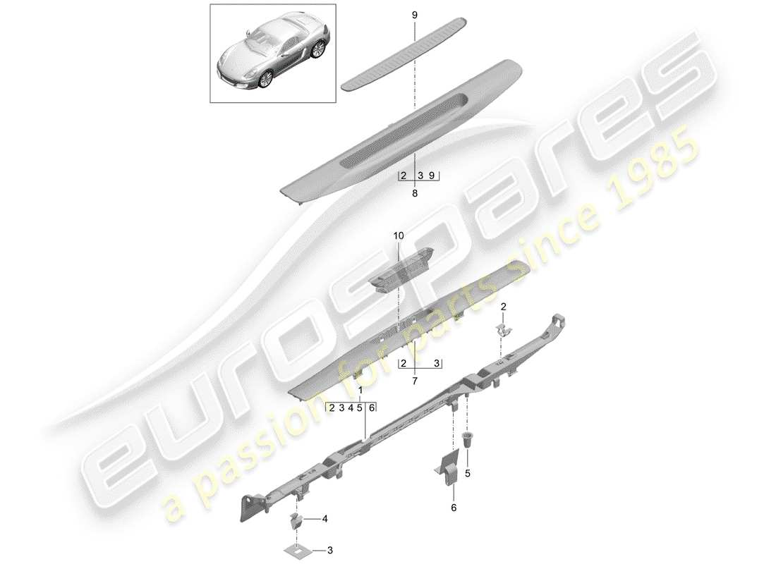 porsche 2013 (981 boxster) trim inner sill parts diagram