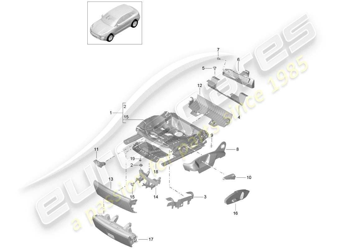 porsche 2015 (macan) seat frame accessories trim part diagram