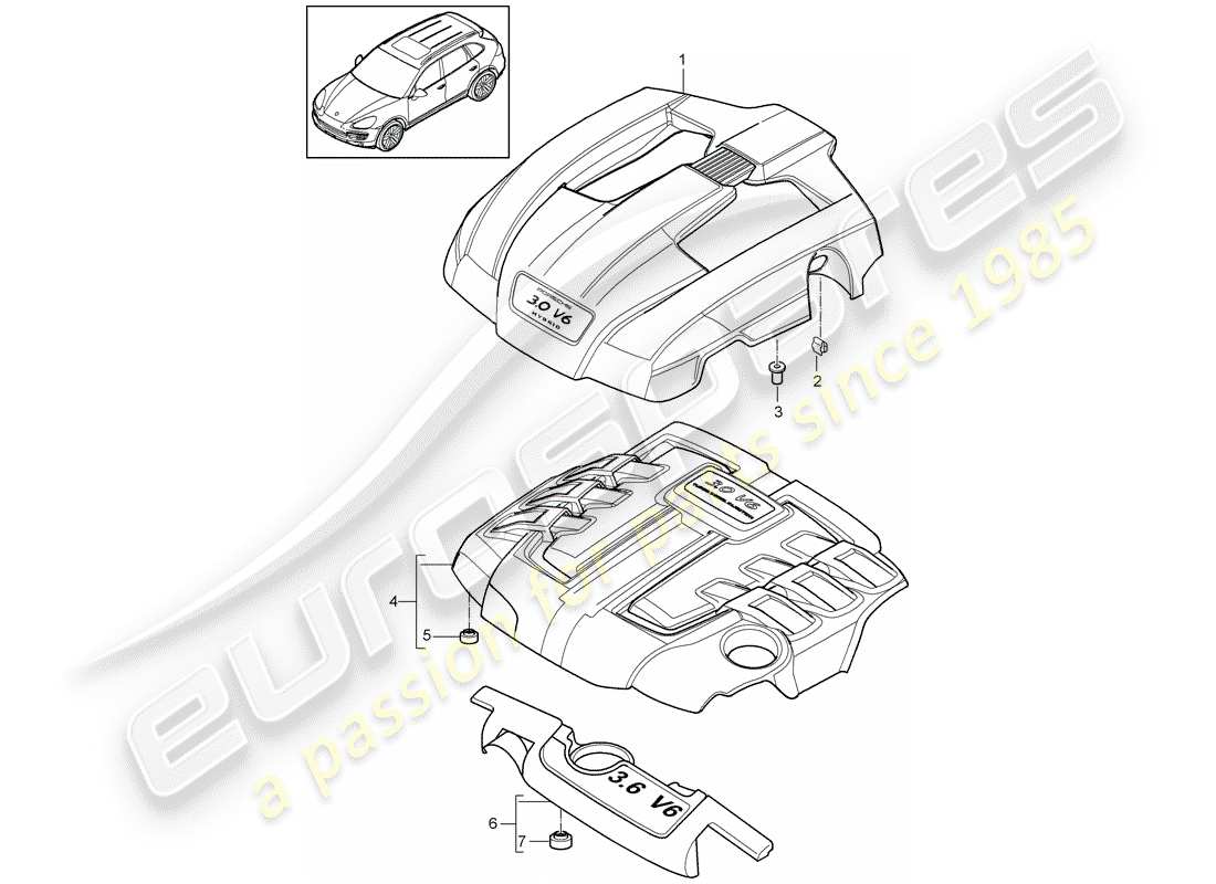 porsche 2015 (cayenne e2 92a) engine cover part diagram