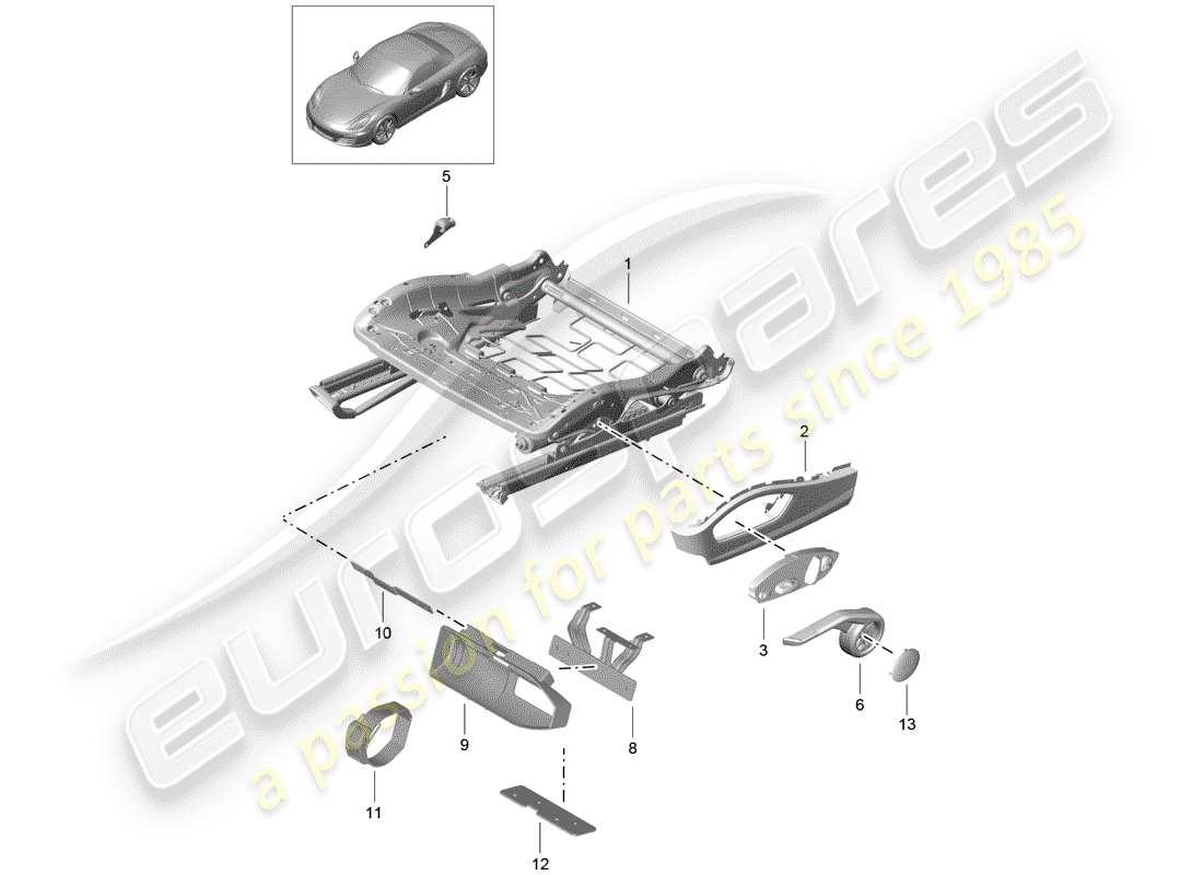 porsche 2015 (981 boxster) seat frame sports seat accessories bracket fire extinguishers parts diagram