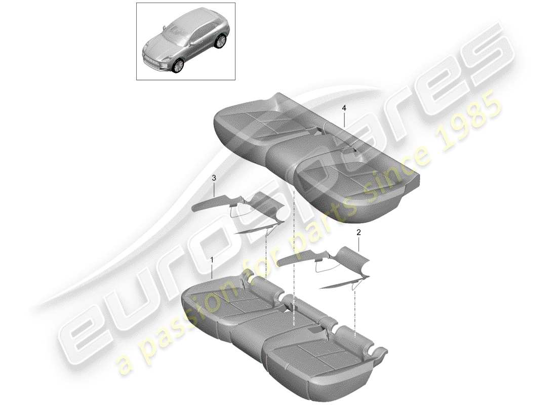 porsche 2019 (macan) foam part seat covers standard seat comfort seat part diagram