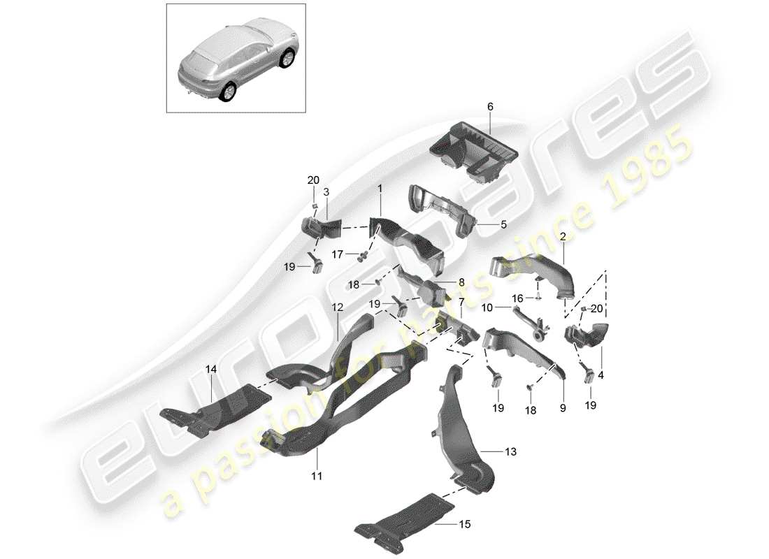 porsche 2015 (macan) air guide part diagram