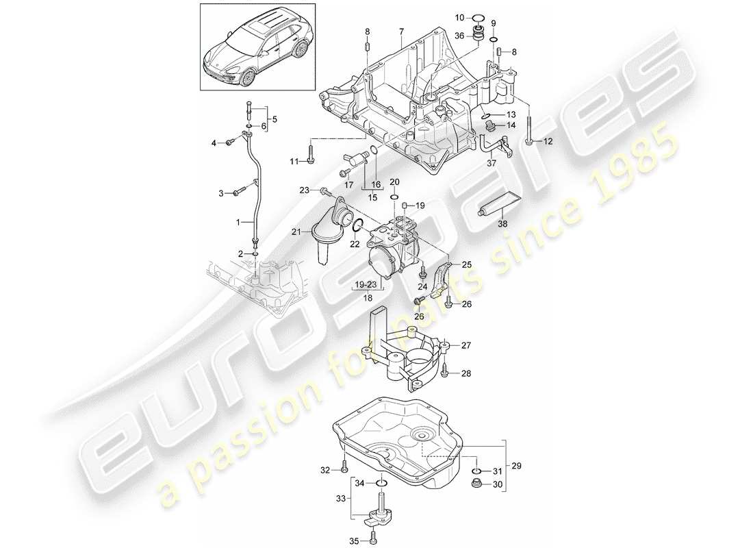 porsche 2017 (cayenne e2 92a) oil-conducting housing oil pump vacuum pump oil sump part diagram